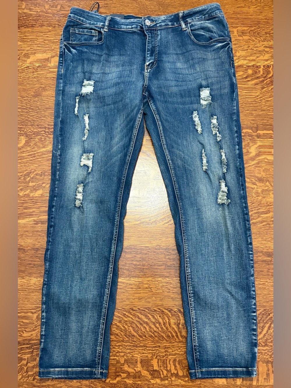 Men's Distressed Blue Skinny Jeans